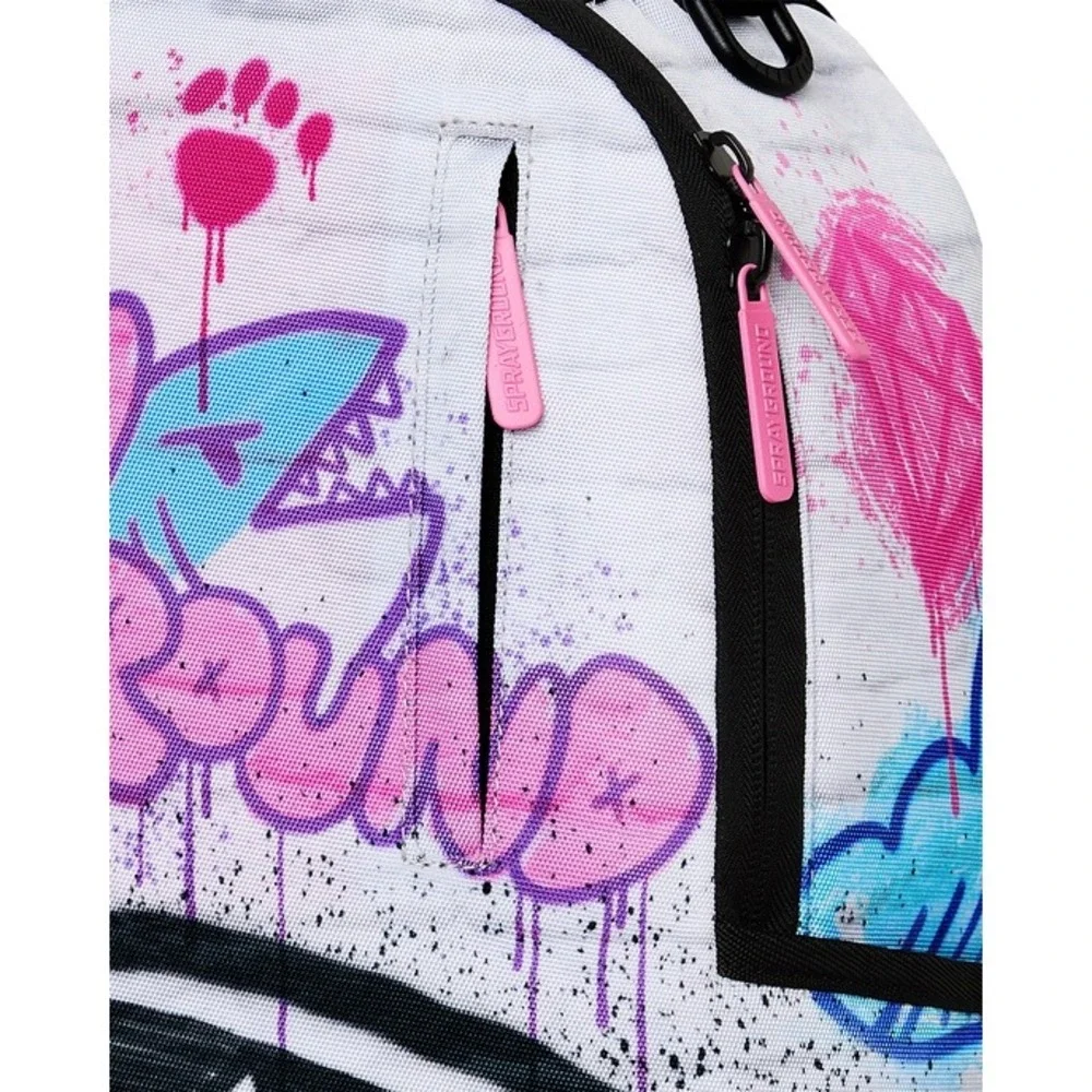 NEW Sprayground Pink Panther Heist Mural Shark Backpack Pink White Black Unisex